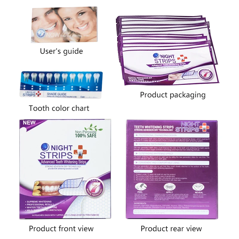 Customized Brand Teeth Whitening Strip Teeth Stain Removal Dental Bleaching Care Cleaning