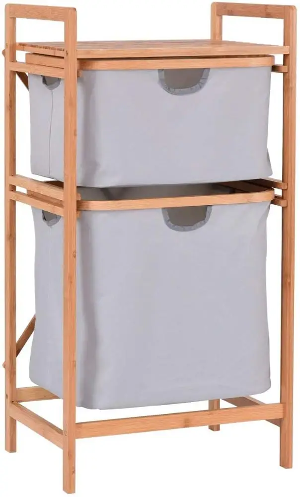 
Combohome Bedroom 2-Drawer Bamboo Storage Shelf Dresser Sliding Cloth Fabric for Closet Bathroom Shelf 