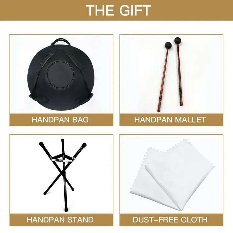 ASTEMAN Handpan Performers Series Golden 9 Note Handpan Machine Instrument Quenching Process Percussion Musical Drum