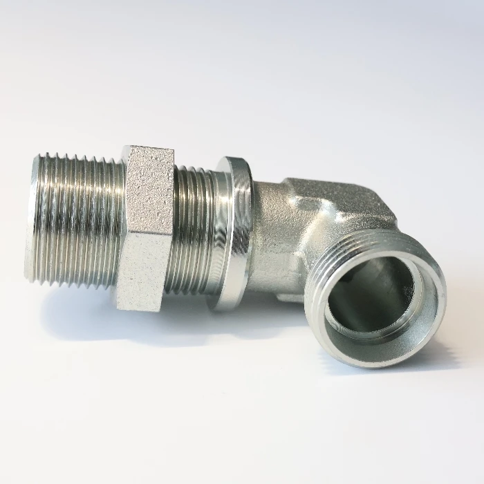 Bulkhead Fitiing Carbon Steel 90 Deg Elbow Metric Male 24Deg Elbow Bulkhead Hydraulic Fitting
