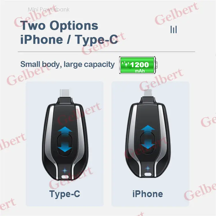 Emergency Keychain Powerbank Mini Portable Charger 1200mAh Slim Pover Bank Mobile Phone Batterie Externe Key Chain Power Bank