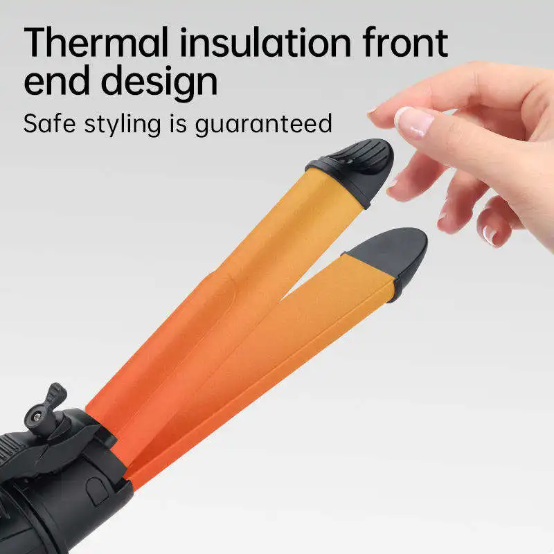 branded multi-function european 32mm ceramic double heater 3 barrel curling iron wand hair crimper with lcd custom logo