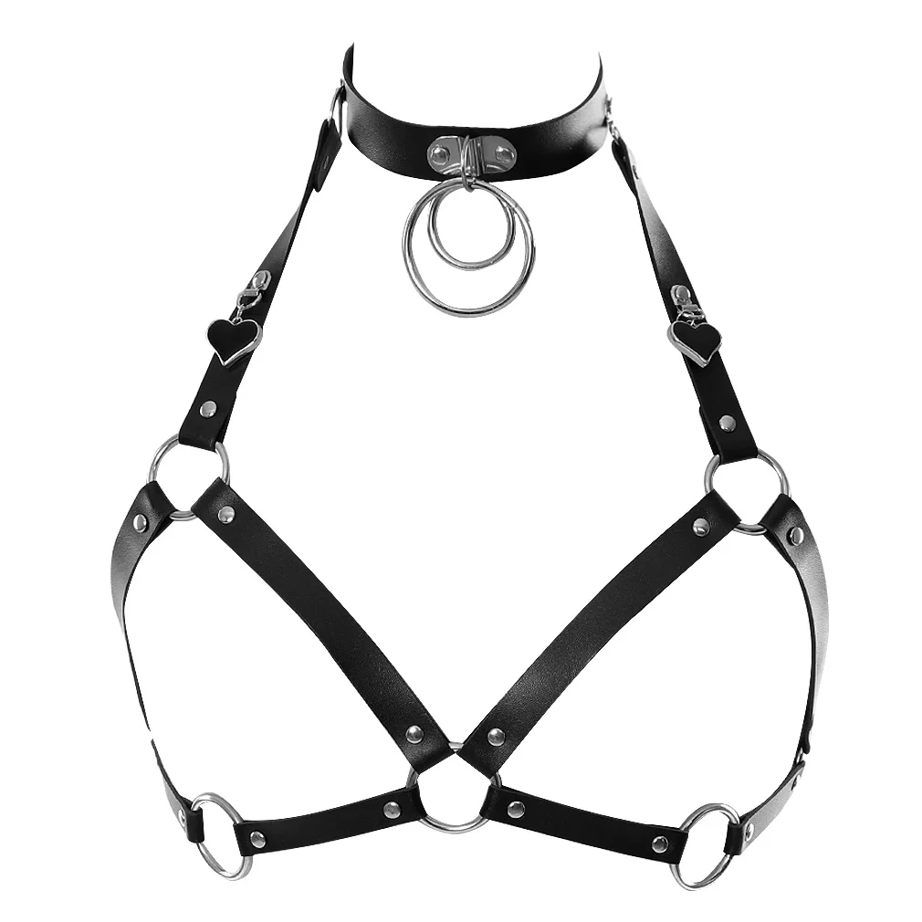 Fetish Leather Harness Belt Punk Body Bondage Sexy Slave Costumes Adjustable Chest Straps Suspenders Goth Erotic Dancer Clothes