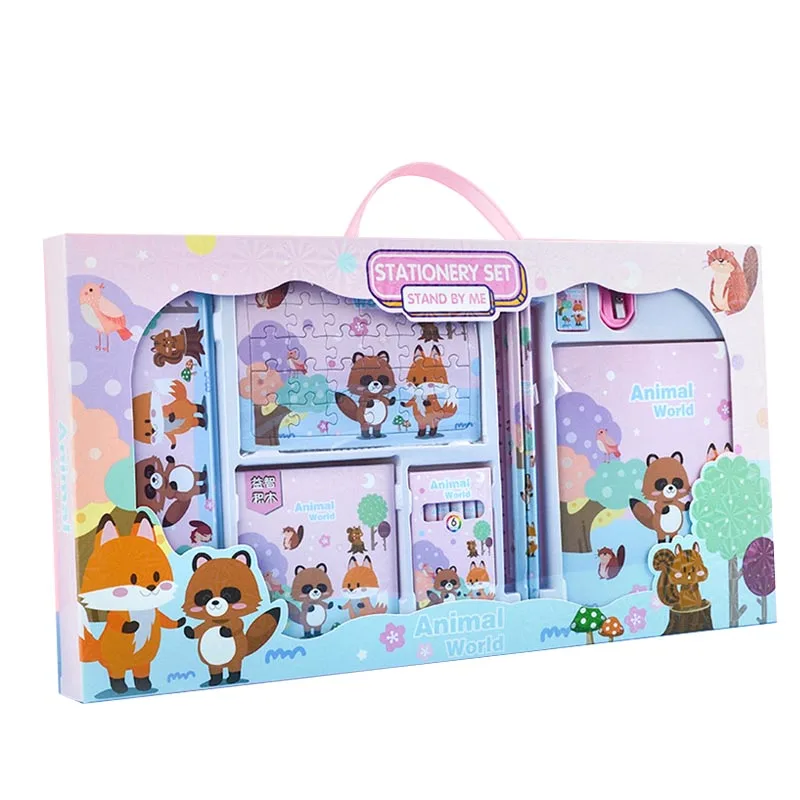 Wholesale Hot Selling China Factory Price Big School Kit Stationery Sets Fancy Children pink Exciting Gift Set for Kids