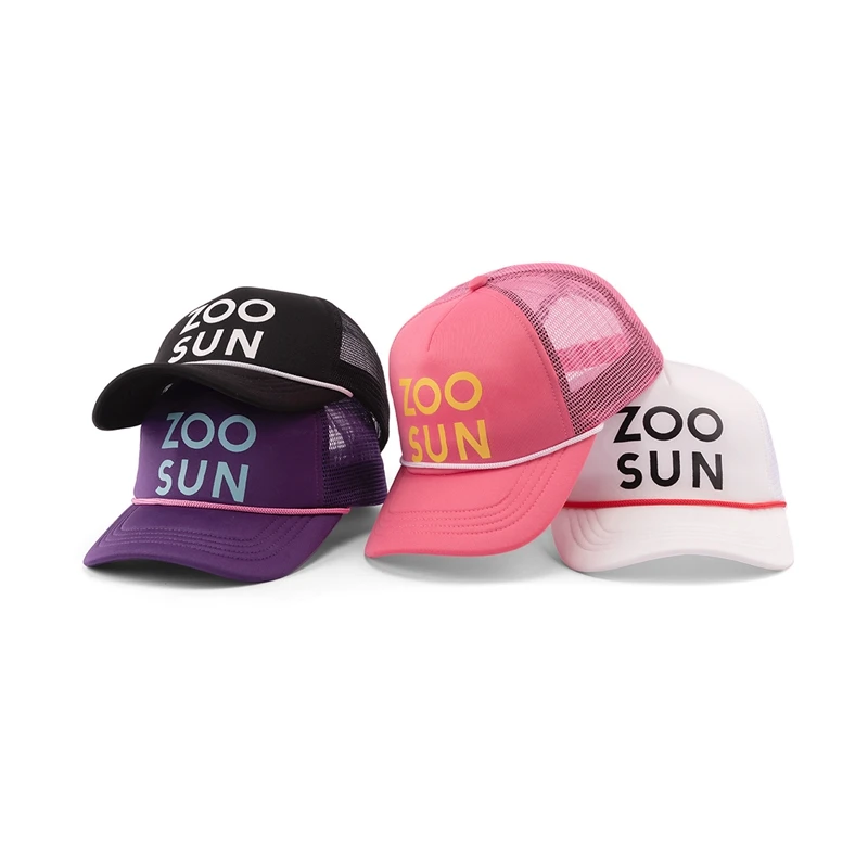 High quality custom silk screen printing logo sports trucker cap five-panel mesh foam trucker hat with rope custom