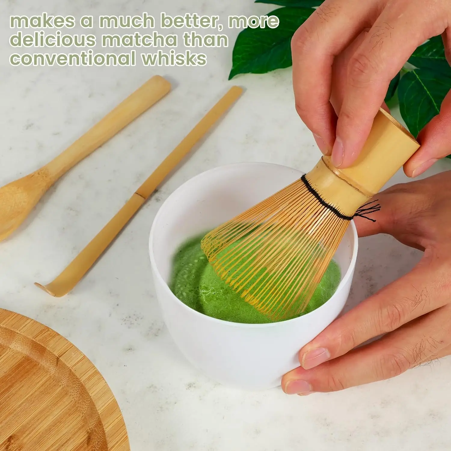 Bamboo Matcha Whisk Traditional Scoop (Chashaku), Tea Spoon. the Perfect Set to Prepare a Cup of Japanese Matcha Tea