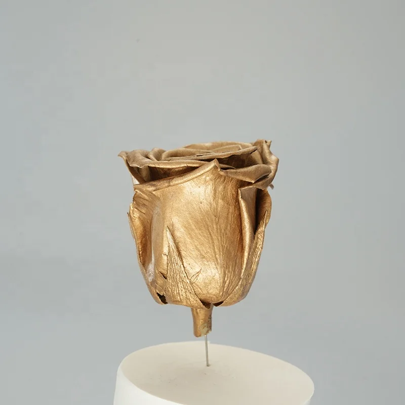 Fresh Real 4-5cm Gold silver Grade A Eternal Life preserve roses Heads Preserved Flowers for party thanksgiving christmas