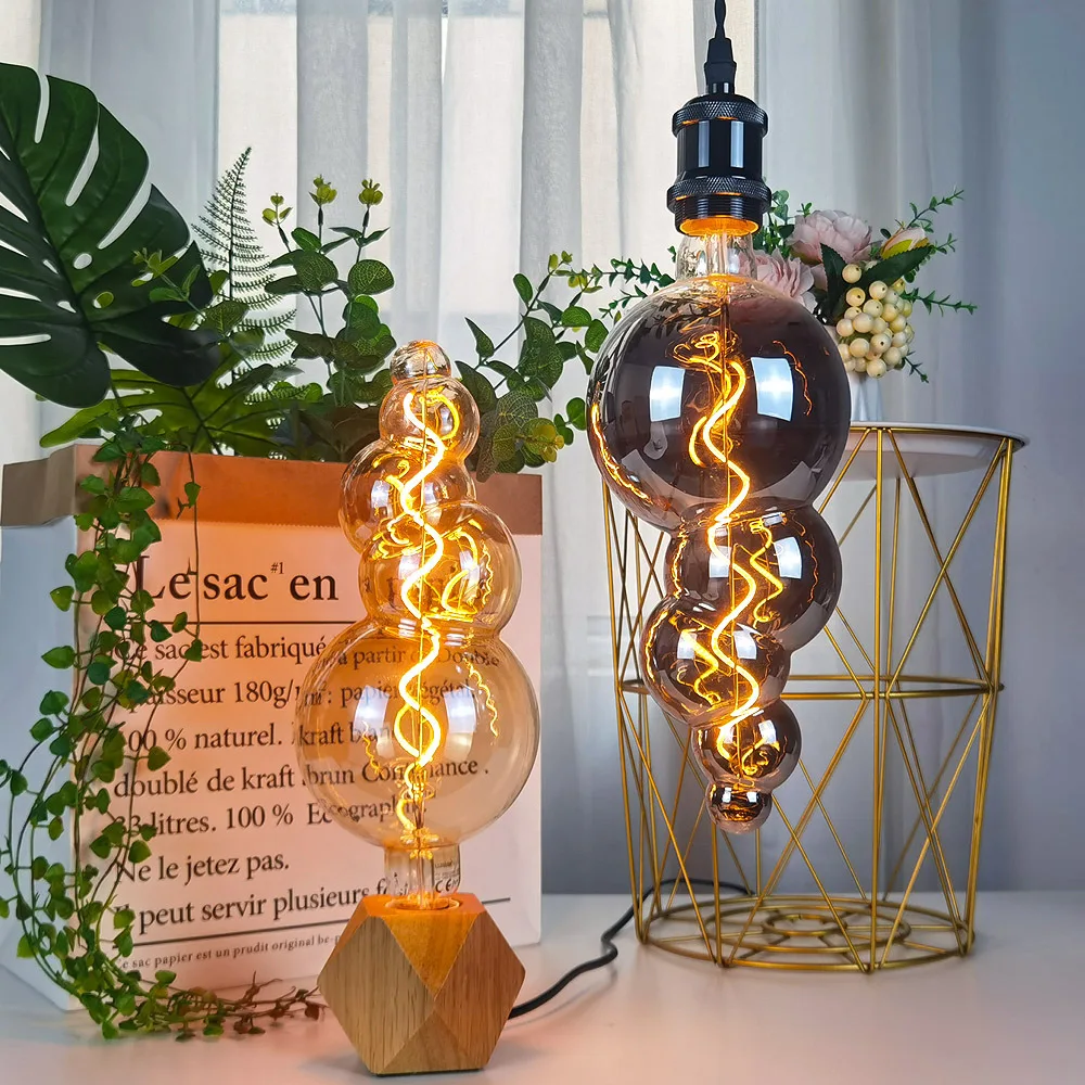 LED Soft Filament Special-Shaped Creative Light Bulb Retro Decorative Lighting Warm E27 Screw Large Size Antique Chandelier Lamp