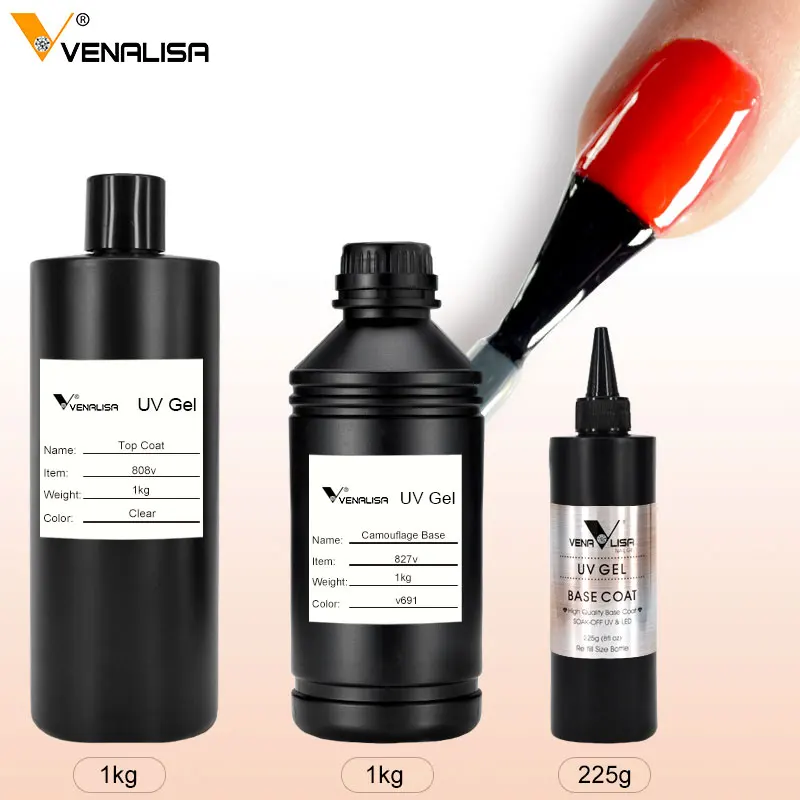 VENALISA private your own brand logo soak off UV GEL 1KG  Base coat Nail Gel Polish OEM Bulk package 1000ml base topcoat gel