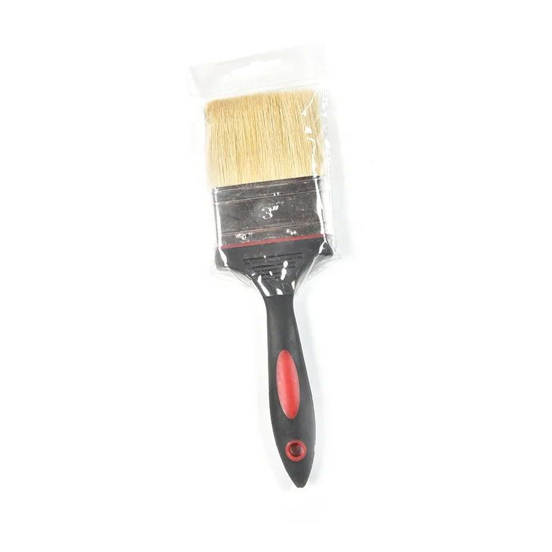 wholesale Paint Brush With long  Rubber Plastic handle white bristle filament