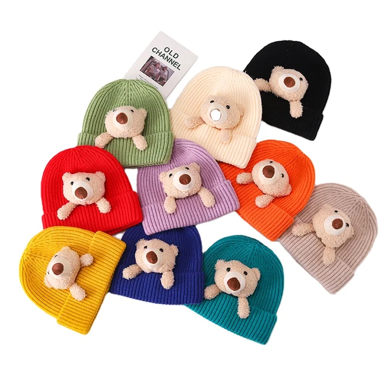 Осенне-зимний теплый капюшон Милая вязаная шапка для ребенка шерстяная зимняя шапка детские шапки