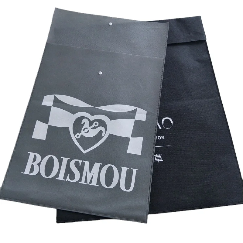 Eco-friendly 100% Biodegradable Grey Packaging With Button Non woven Bag High End White Black Non-woven Bags For Clothes Garment