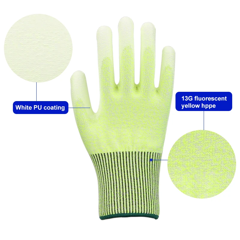XINGYU High level  Anti Cut performance Safety Work Gloves 13G HPPE PU Coated Cut Resistant Hand  Safety Work  Gloves
