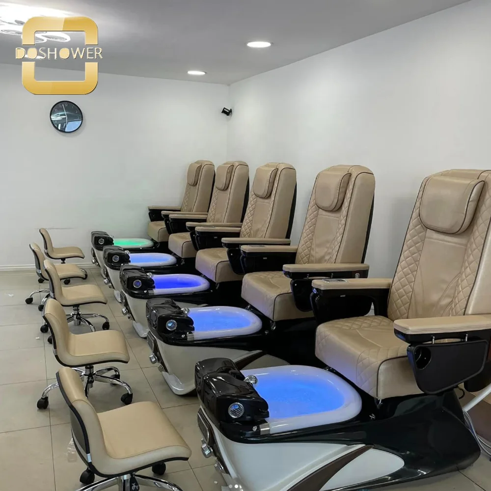 Press on nail salon equipment for hydro-massage system pedicure chair of acetone resistant leather spa