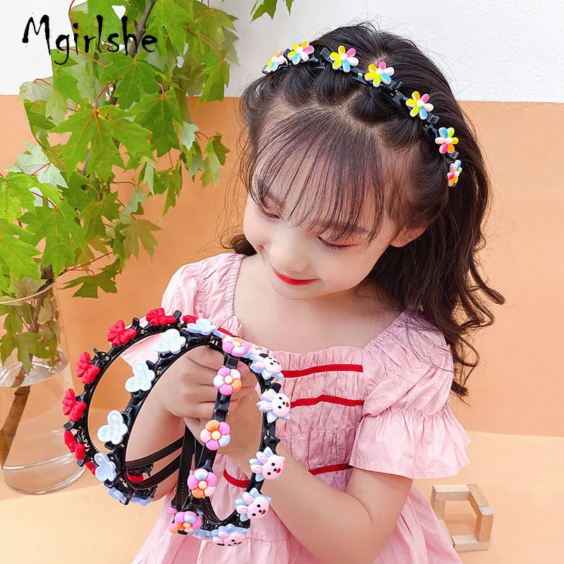 Mgirlshe 2021 Summer Popular Plastic Flowers Fruit Animal Cartoon Kids Hair Clips Headwrap Non-slip Headband for Gilrs Fashion