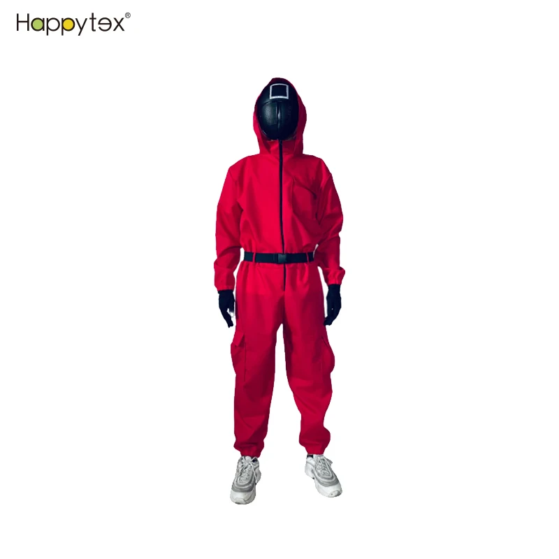 2021 Amazon Hot Sale Halloween Squidgame Cos Clothing Squid Game Costume Carnival With Belt Mask Red
