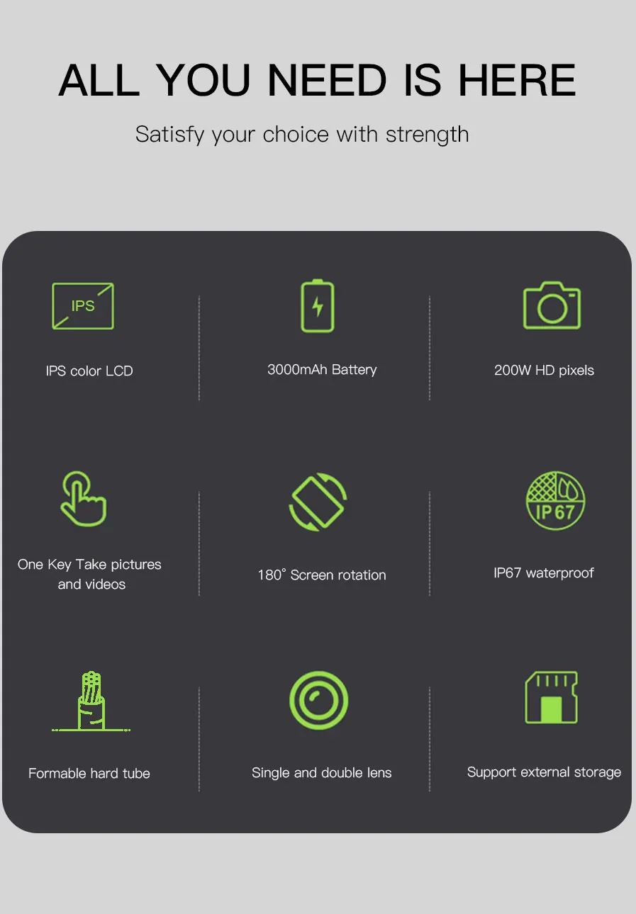 Ip67 1080P Portable Endoscope Lens Color Digital Rejecting Borescope Canalisaton Car Engine Pipeline Inspection Camera For Pipes