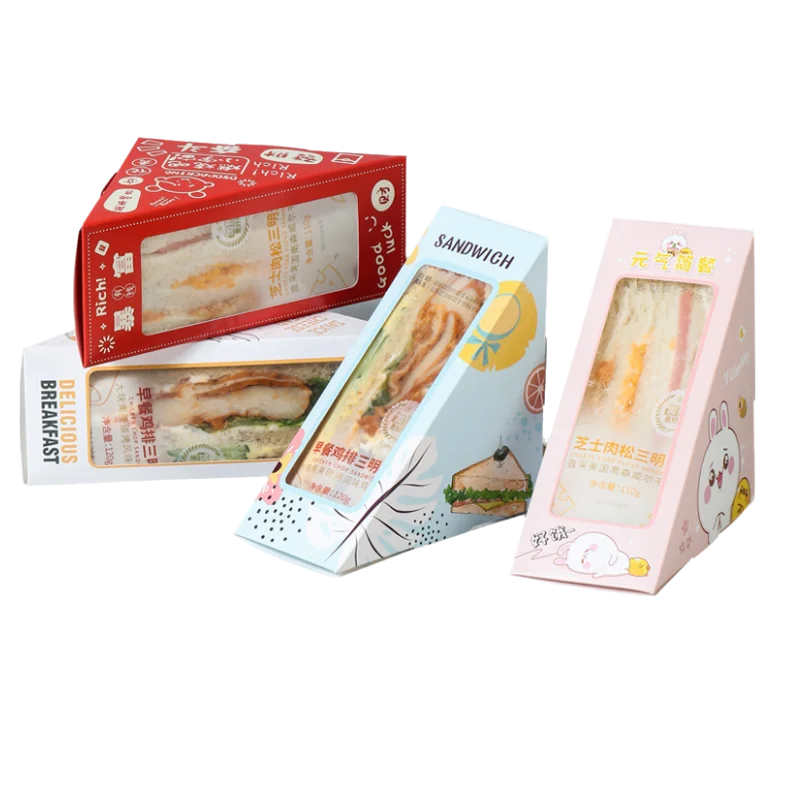 Sandwich Box-Small Sandwich Wedge Box with Window Triangular Sandwich Container