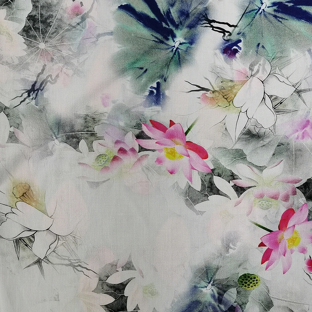 
China supplier eco friendly exquisite plant printing woven eco rayon fabric for spring summer garment 