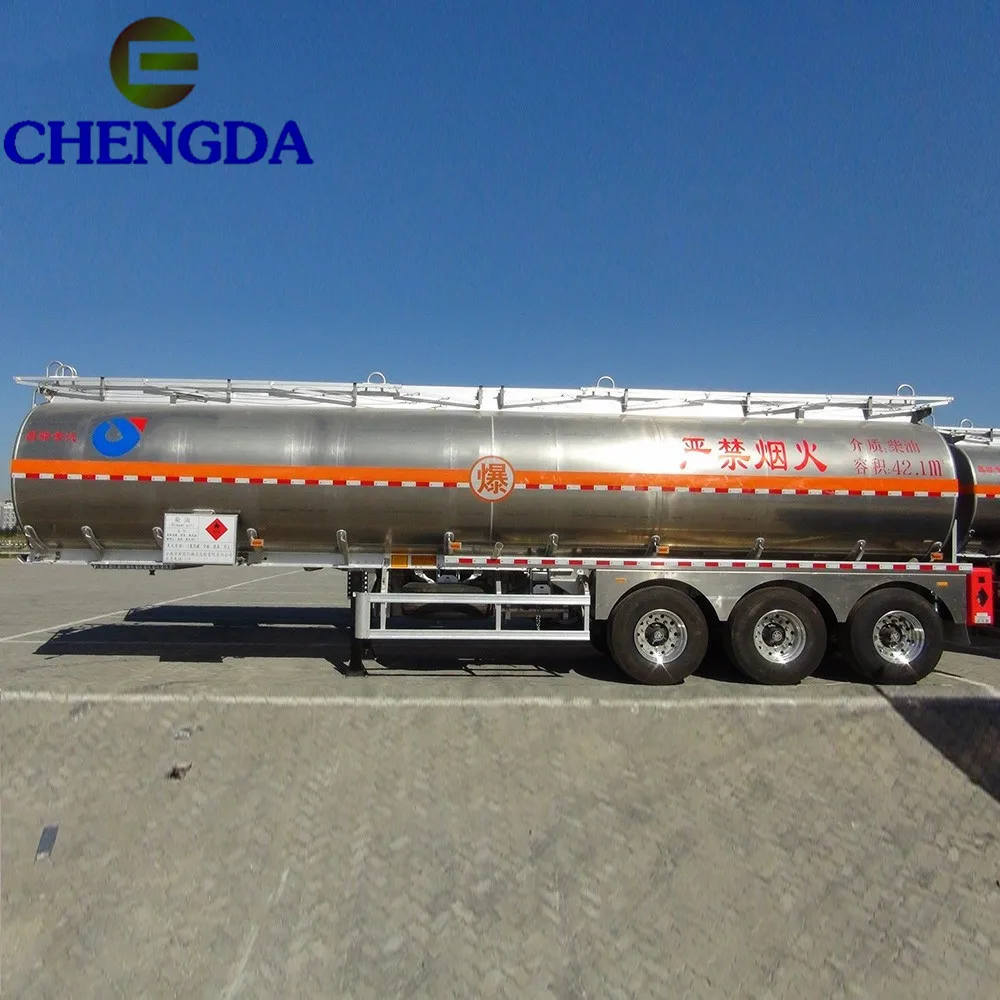 Chengda 45000 Liters aluminum Alloy Fuel Oil Tanker liquid diesel Fuel Tank Semi Trailer for sale