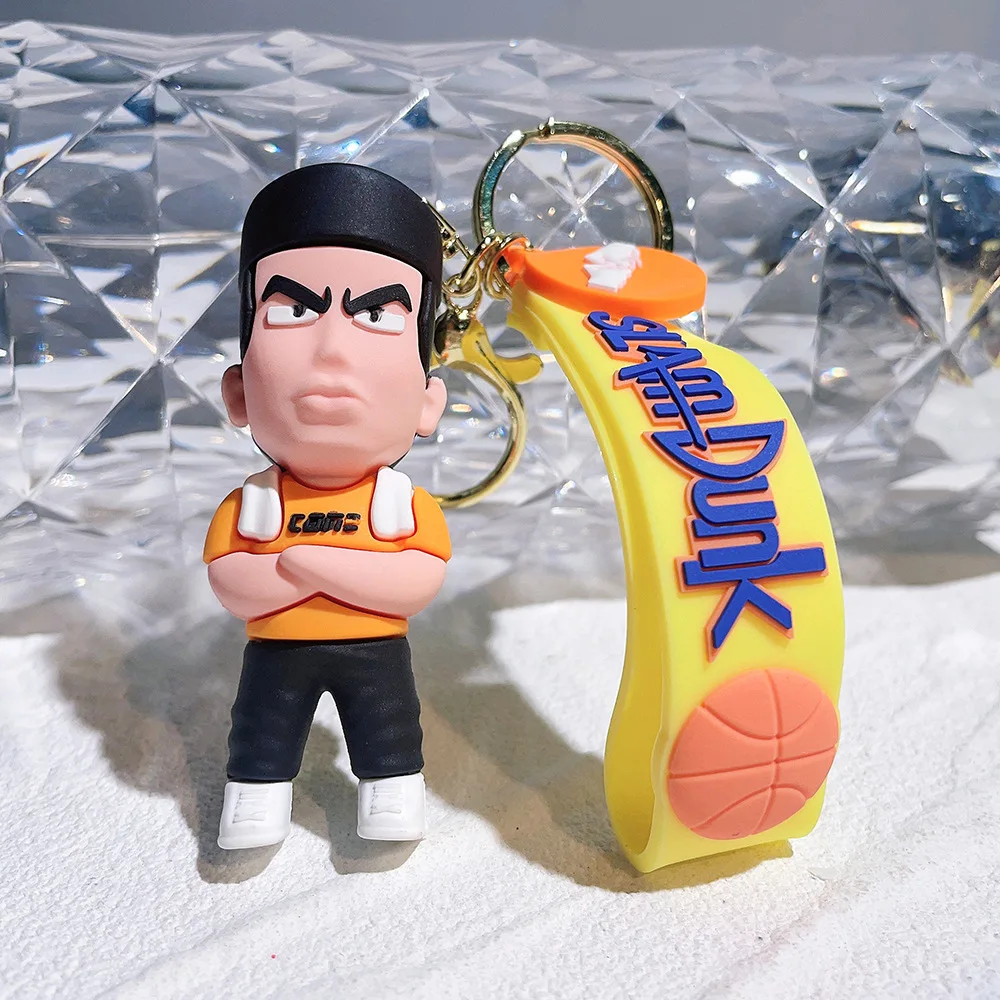 Famous Japan Cartoon Basketball Keychain 3D PVC Rukawa Kaede Hanamichi Sakuragi Car Bag Pendant Small Gift Keyring
