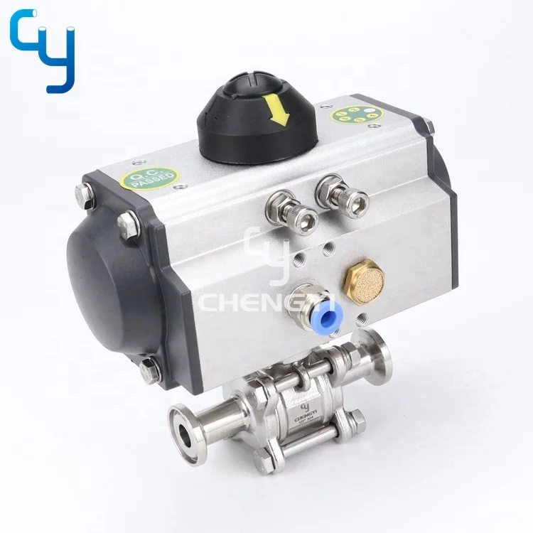 sanitary stainless steel  3 pc pneumatic ball valve