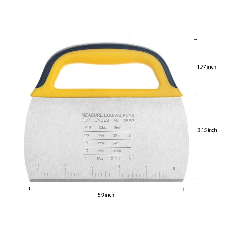 Kitchen Baking Tool Dough Scraper with Measuring Scale Stainless Steel dough Scraper Cutter