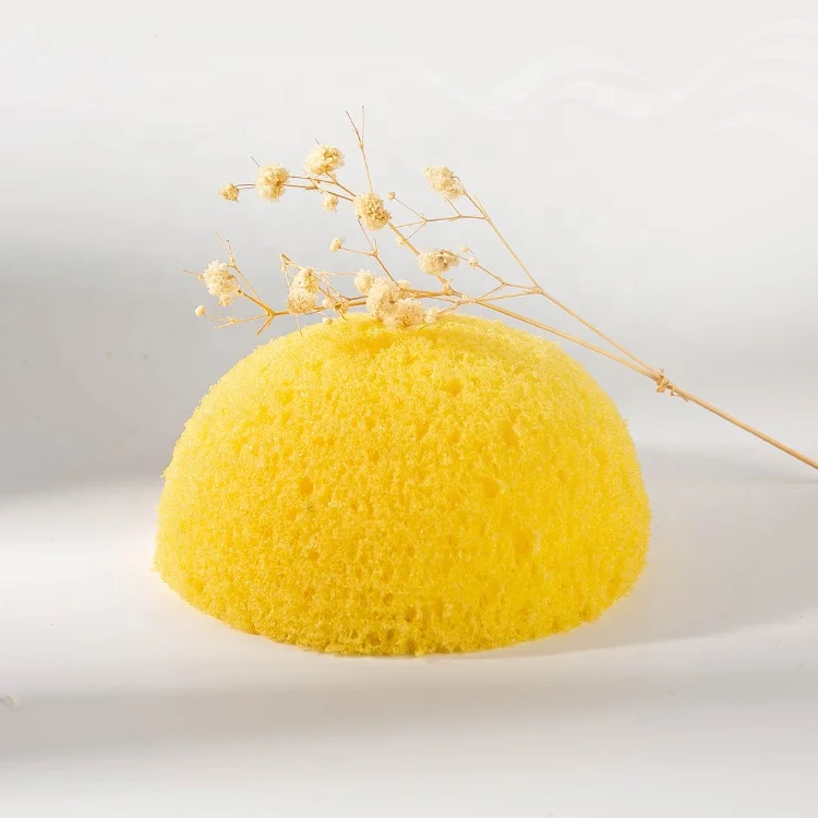Durable Hemispherical Soft-Touch Shower Sponge Body Bath Scrubber Yellow Exfoliating Polyurethane Foam Bath Sponge