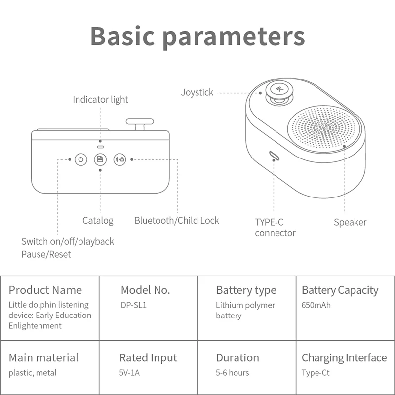 Dolphin Xiaomeng Early Education Enlightenment Smoker Puzzle Storytelling Machine Toy Walkman Bluetooth Speaker
