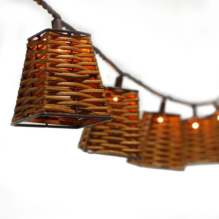 Solar Powered Outdoor Decorative Rattan Lantern Patio LED Festoon String Lights