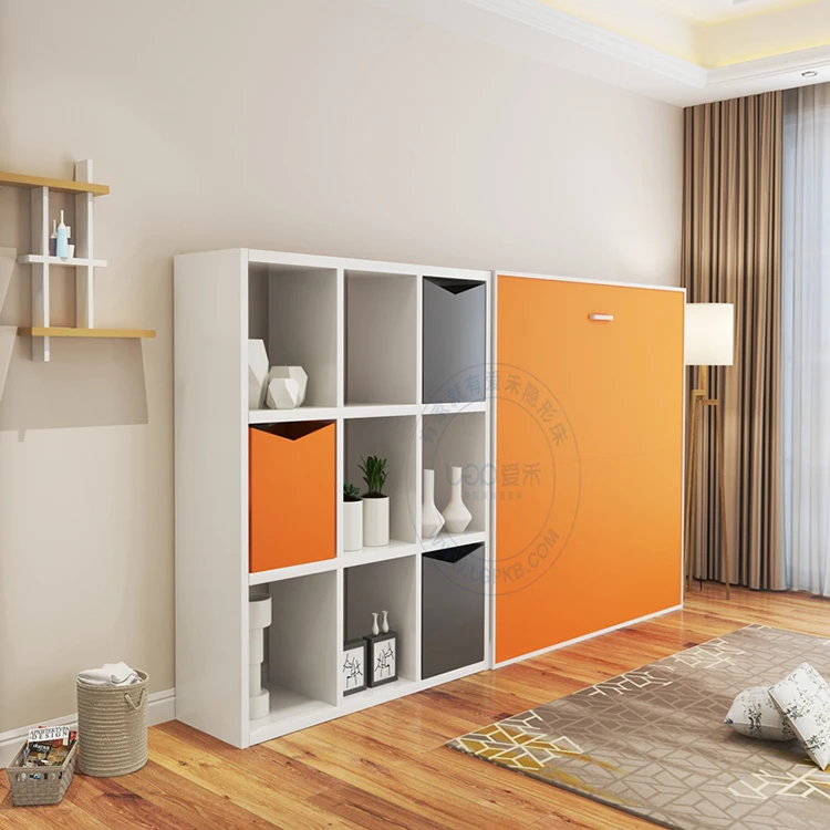 Motor driven side mount wall mounted bed horizontal pull down murphy single beds cabinet for sale murphy wall bed