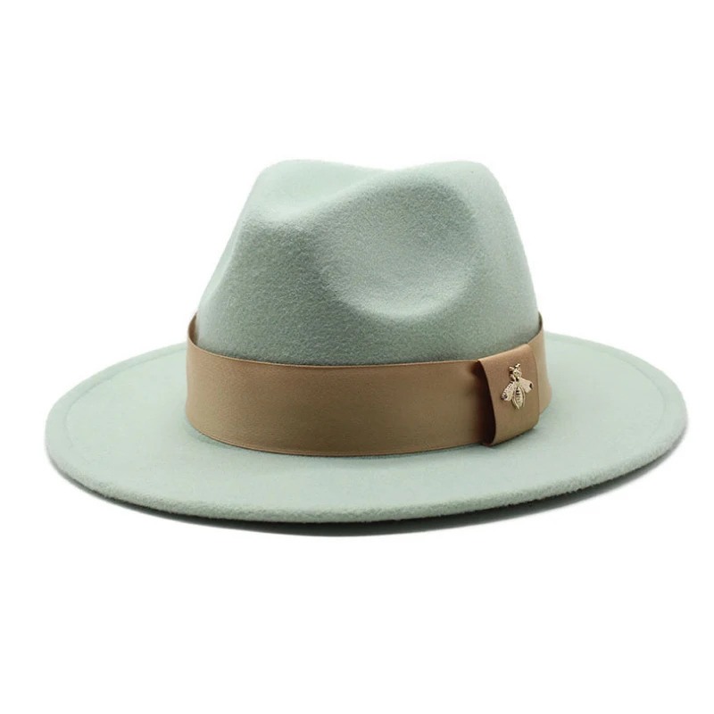 Fashion 27 Color In Stock Men Women Panama Hat  Big Wide Rim Felt Jazz Fedora Hat With Ribbon Buckle