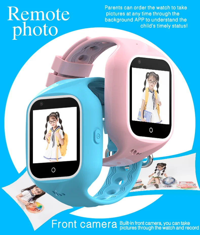 OEM Kids Watch IP67 Waterproof Safe Area 4G Network GPS LBS Camera Sport Anti-lost Smart Child Watch with Sim Card