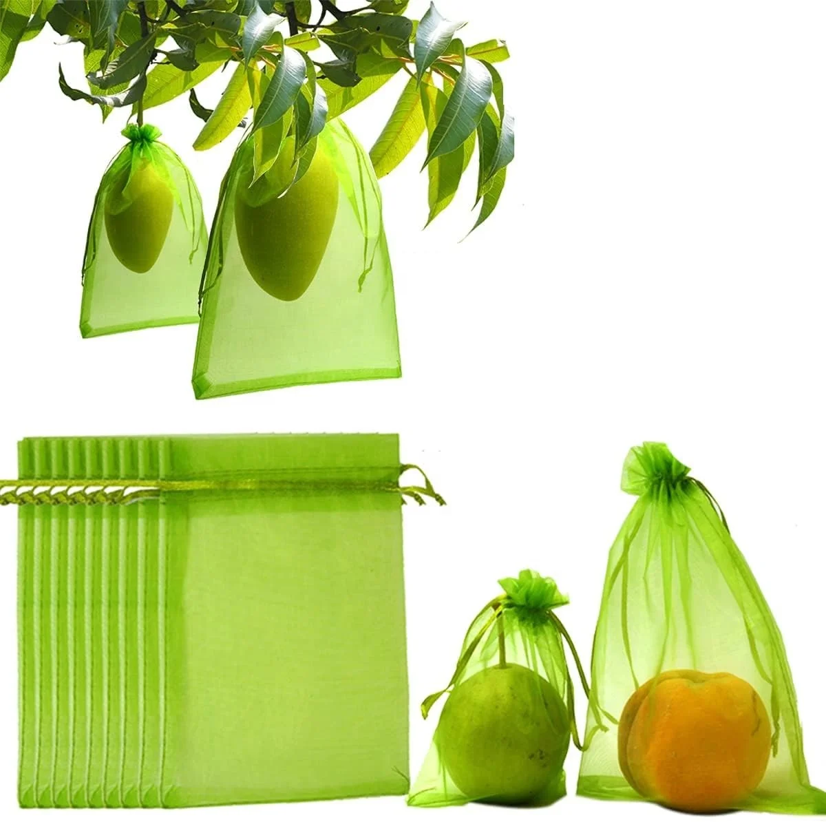 Fruit Protection Bags Netting Bags with Drawstring for Fruit Vegetable Cover Mesh Bag