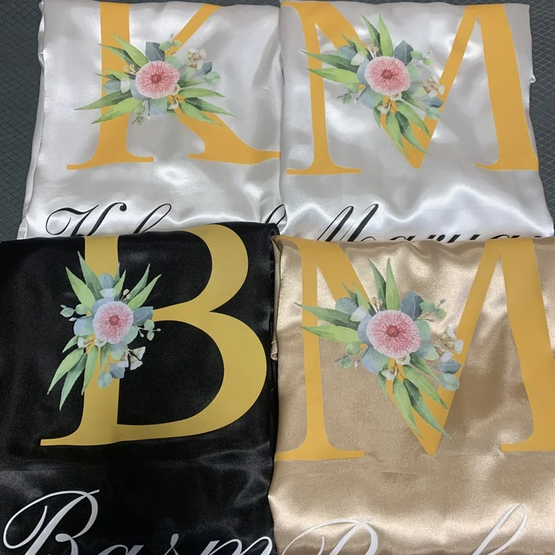 Custom Wedding Dressing Gown Personalised Names Bride Robes Bridesmaid Satin Custom Robes for Gifts Sleepingwear