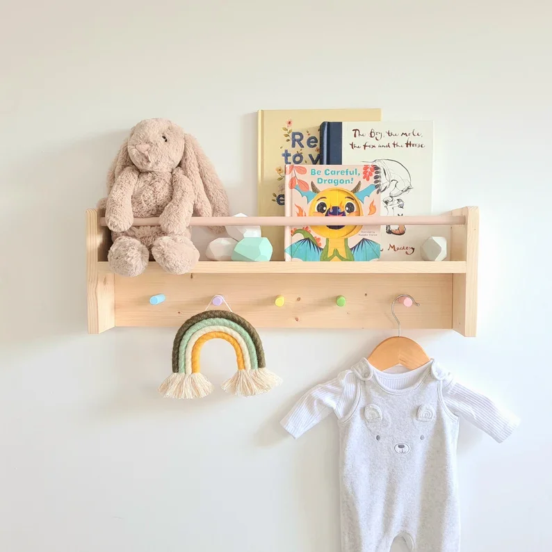 Customized Nordic Style Shelf for Kids Bedroom Wall Decor Storage Holder Shelf  Children Room Craft Storage Rack