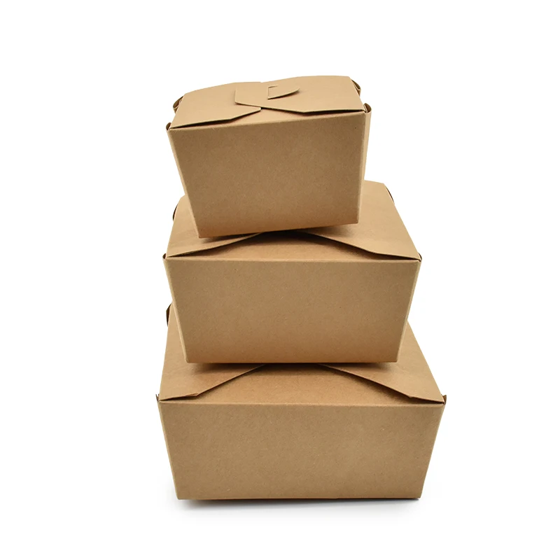 Disposable Food Container Biodegradable Food Packaging Boxes Takeway Food Box Brown Kraft Paper Lunch Box