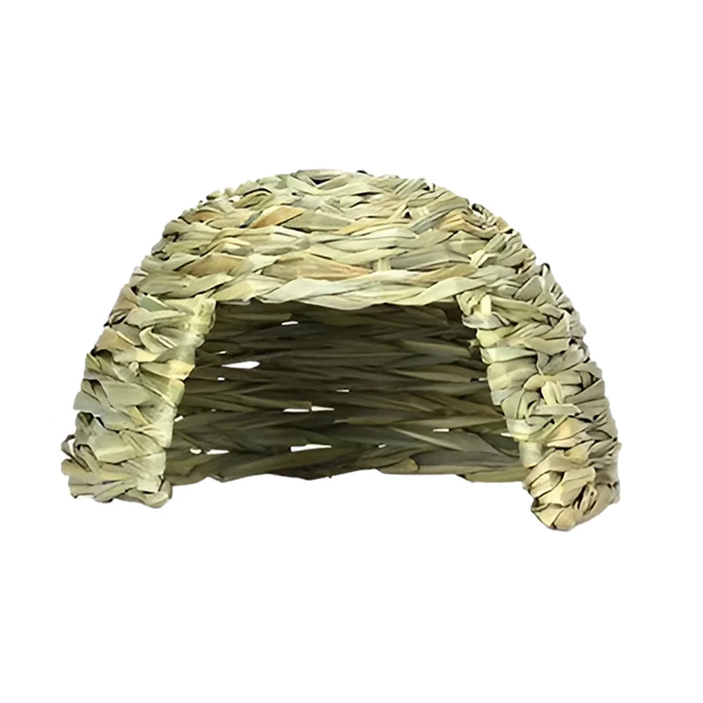 WILDMX Rabbit Grass House, Natural Hand Woven Seagrass Play Hay Bed, Hideaway Hut Toy for Rabbit Guinea Pig Chinchilla Ferret
