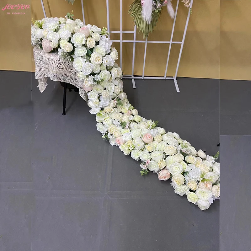 2024 New Product Hot Selling Silk Flower Table Runner Rose Flower Ball Home Wedding Event Centerpieces Table Decoration.