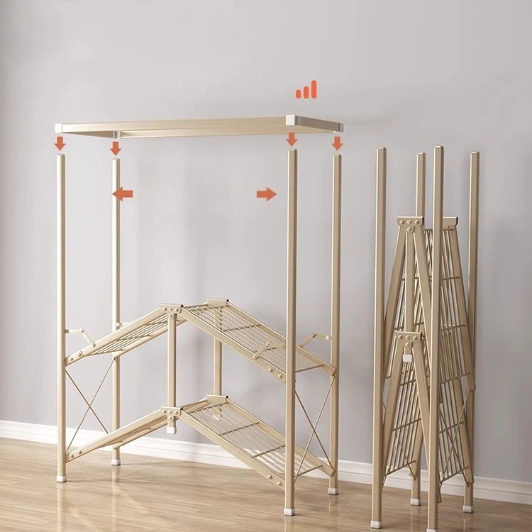 Home Bedroom Folding Closet Room Organizing Fabric Dustproof Closet Metal Bracket