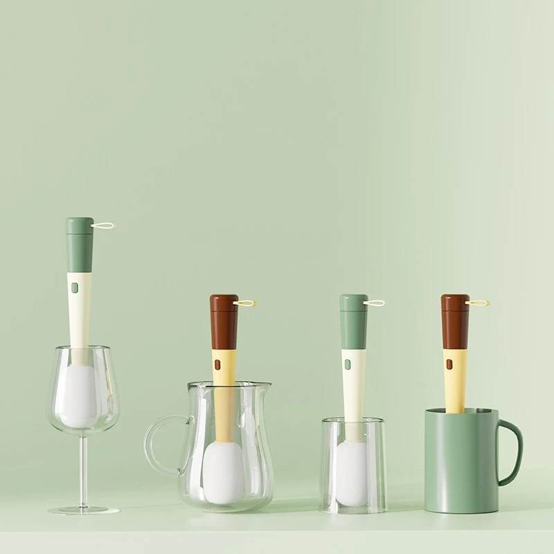 Microphone shaped cup brush multi functional sponge cleaning brush lid cleaning brush