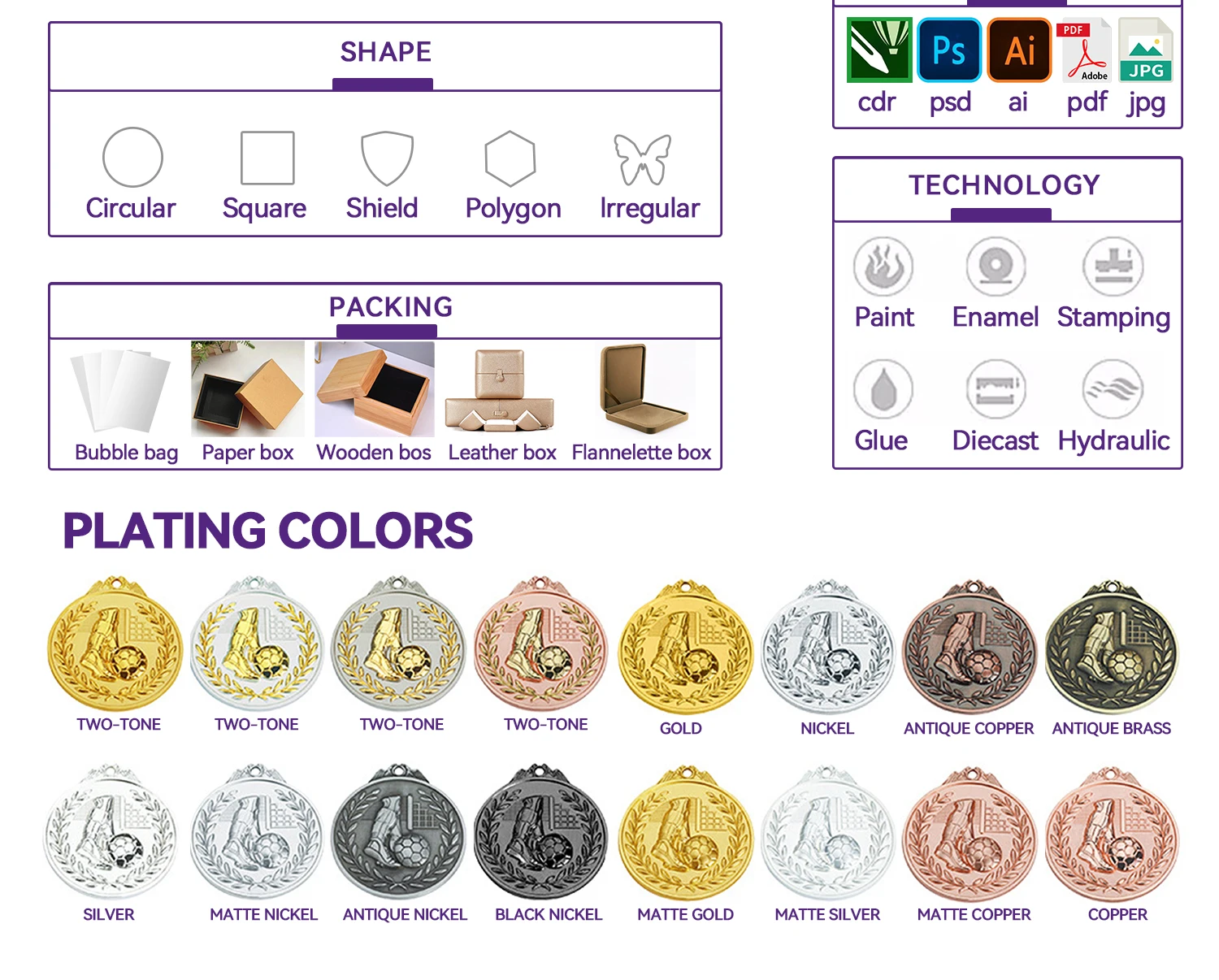 Custom Gold Running Blank Box Crystal Holder Key Ribbon Hanger Swimming Basketball Soccer Football Metal Trophies Sports Medals