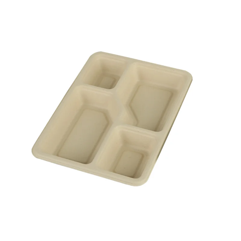 Latest Design Customized Lunch Tray Eco Friendly Disposable Cutlery Tray With 4 Compartments