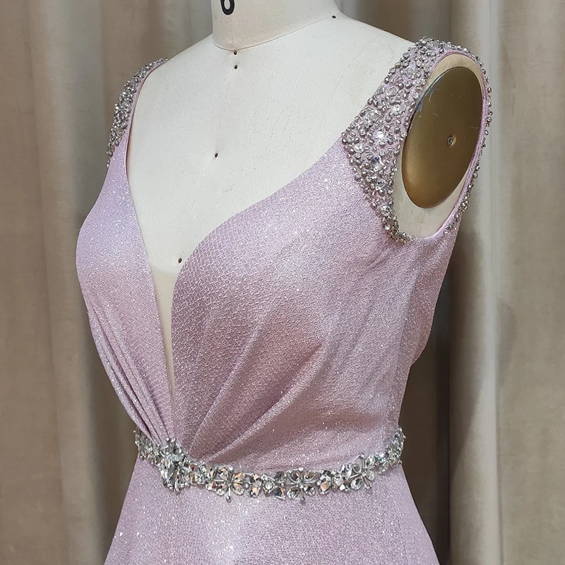 Custom High Quality Latest Gown Evening Dress A Line Long Pink Evening Dresses for Women