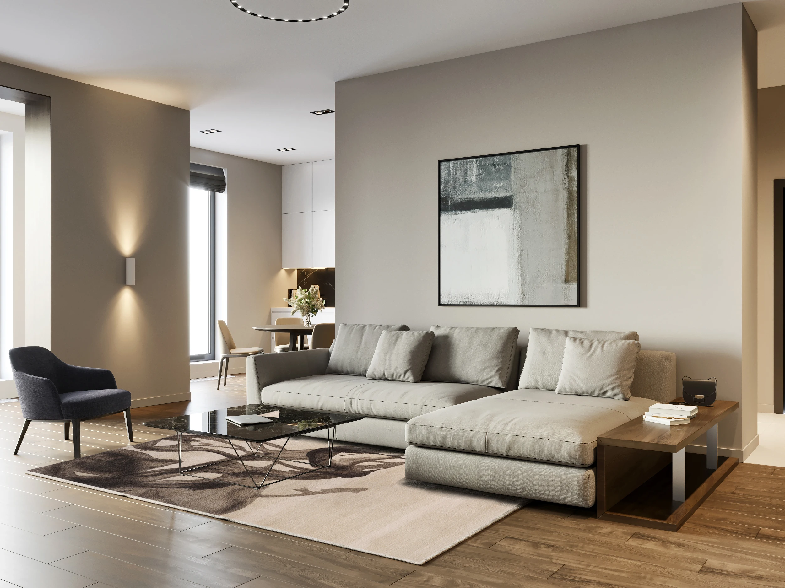 Beige Oriental Abstract Style Custom Area Rug Flooring Carpet For living room