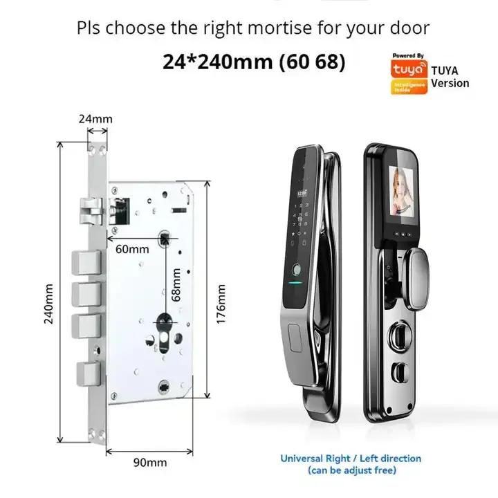 Topteq New Updated 3D Face Recognition Video Doorbell Tuya App Smart Door Lock With High Definition Camera