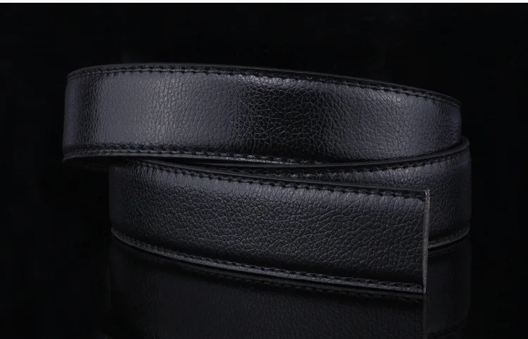 No Buckle Men Belt 3.5CM Ratchet Strap Fashion Luxury Business Black PU Leather Belts Waistband Belts Leather Men