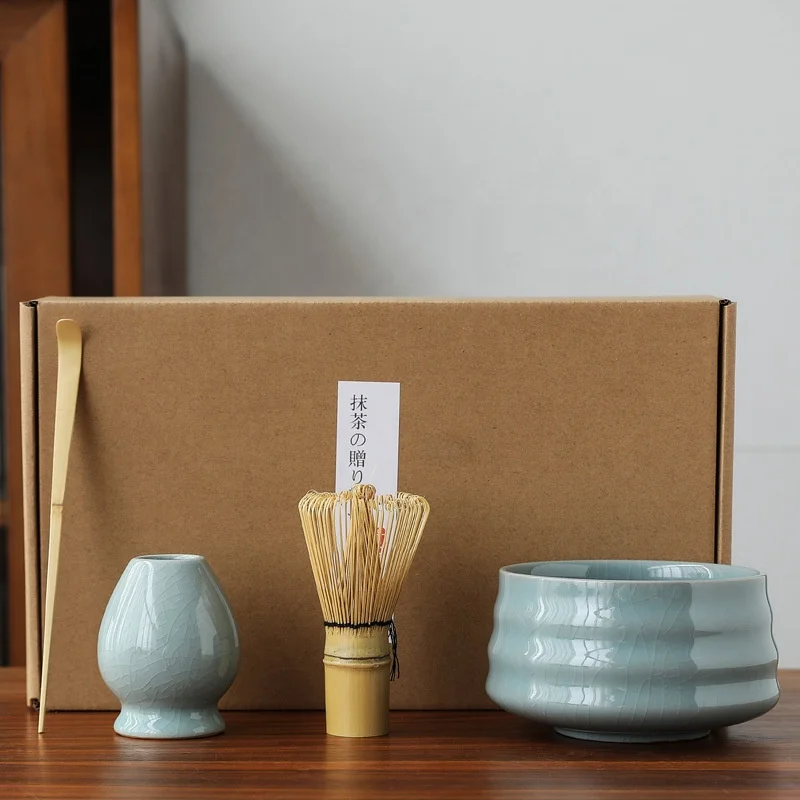 Japanese kiln change 100 Honli Matcha set 4 pieces bamboo matcha egg beater ceramic bowl wide selection