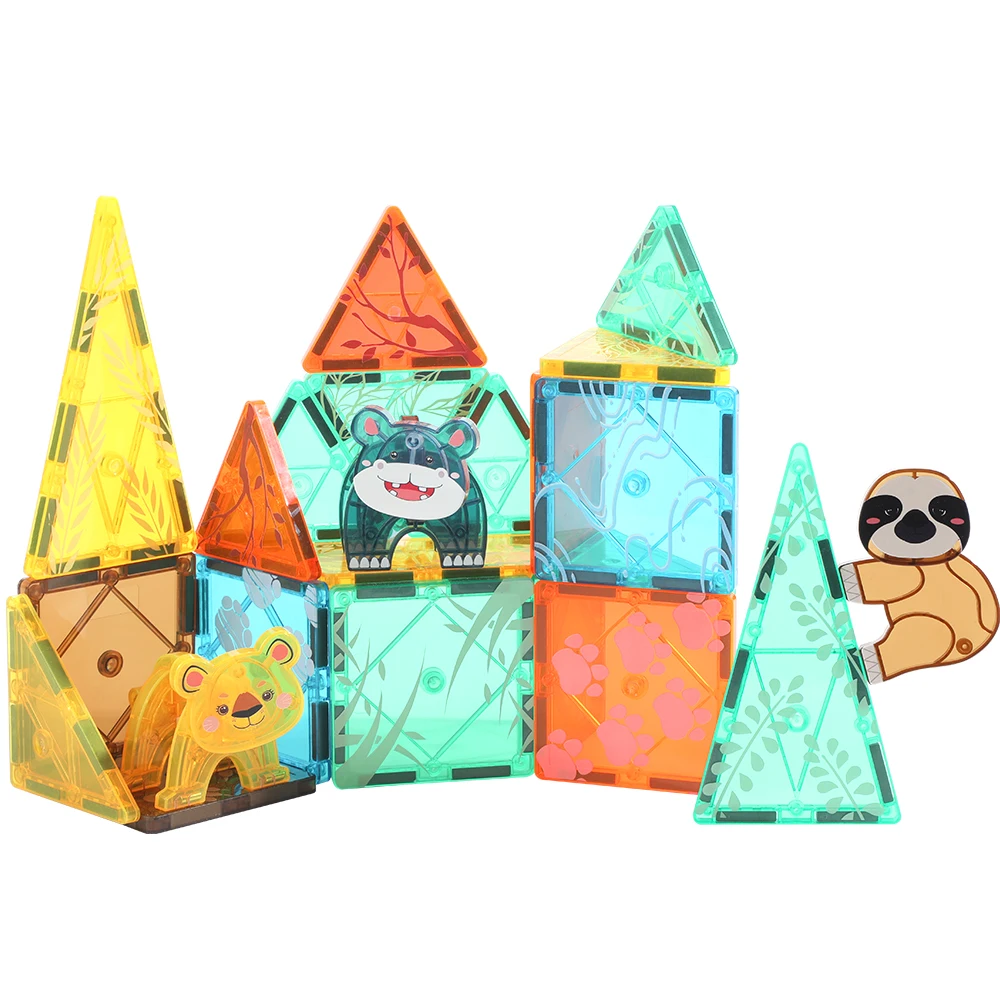 Newly customizable 56 pcs Magnetic Building Blocks toys Animal Models Magnetic Tiles Toy For Kids