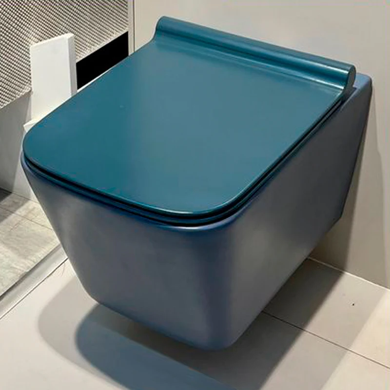 blue wc bathroom porcelain one piece toilet W/C washdown closet  indoor bathroom set wall hung tank united p-trap WC for hotel